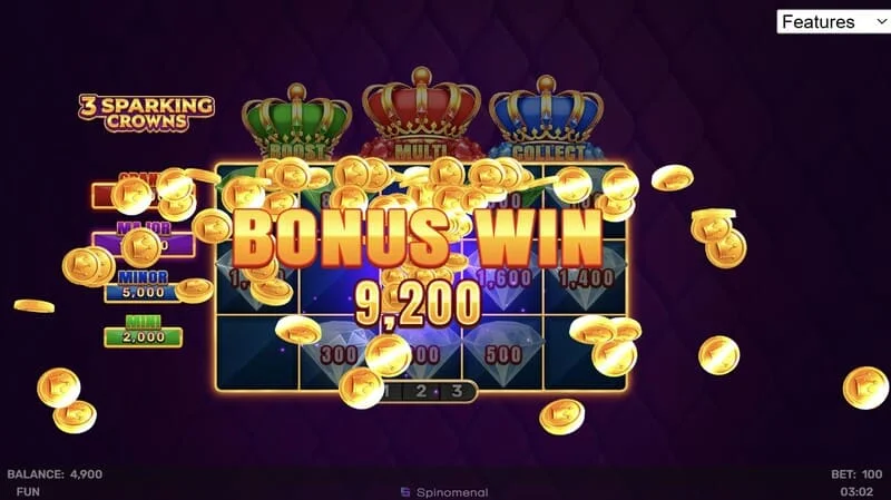 3 Sparking Crowns bonuso laimėjimas