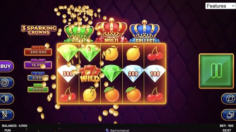 3 Sparking Crowns Wild laimėjimas